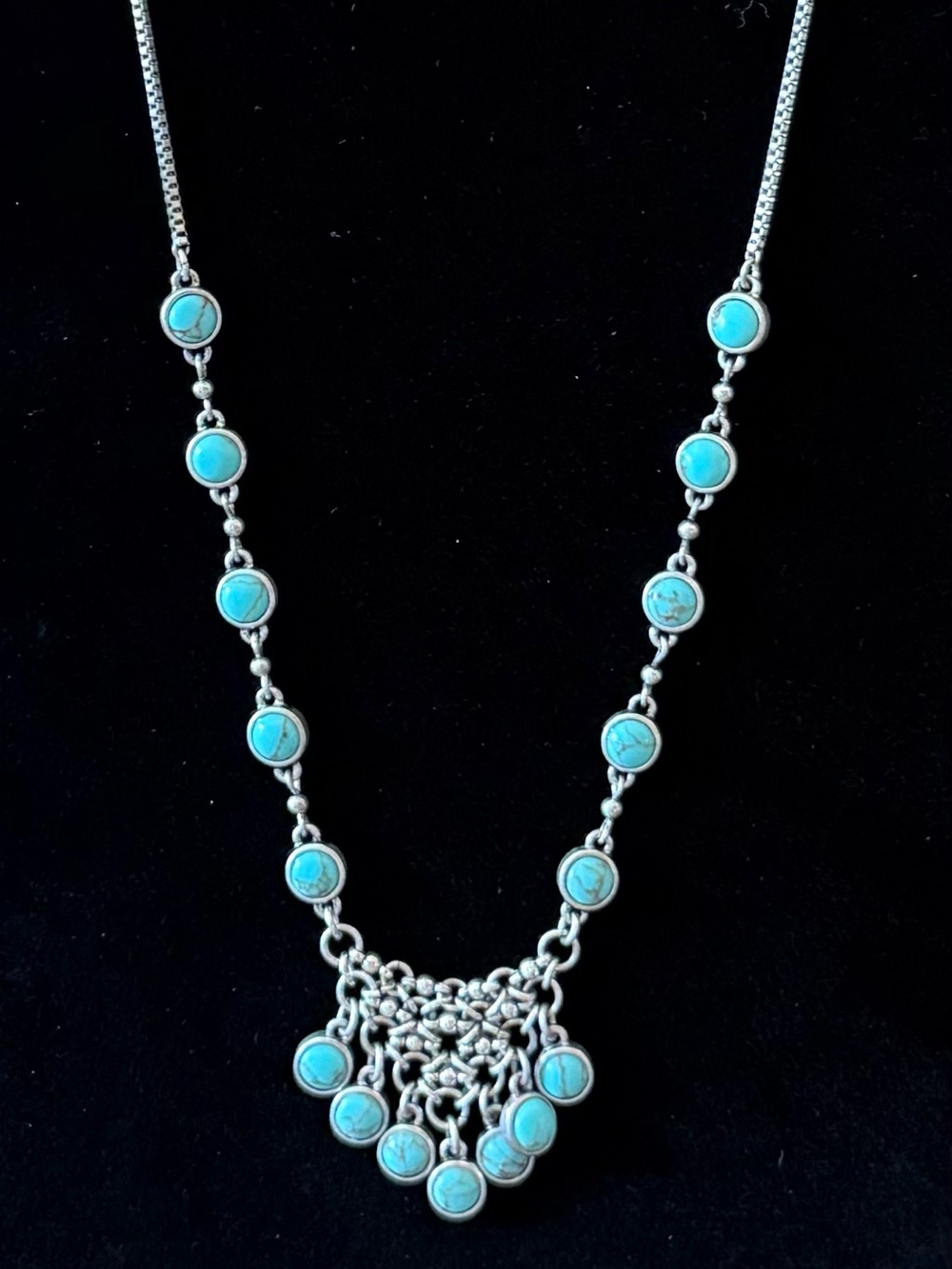 Turquoise Bead Silver-Accent Women's Necklace